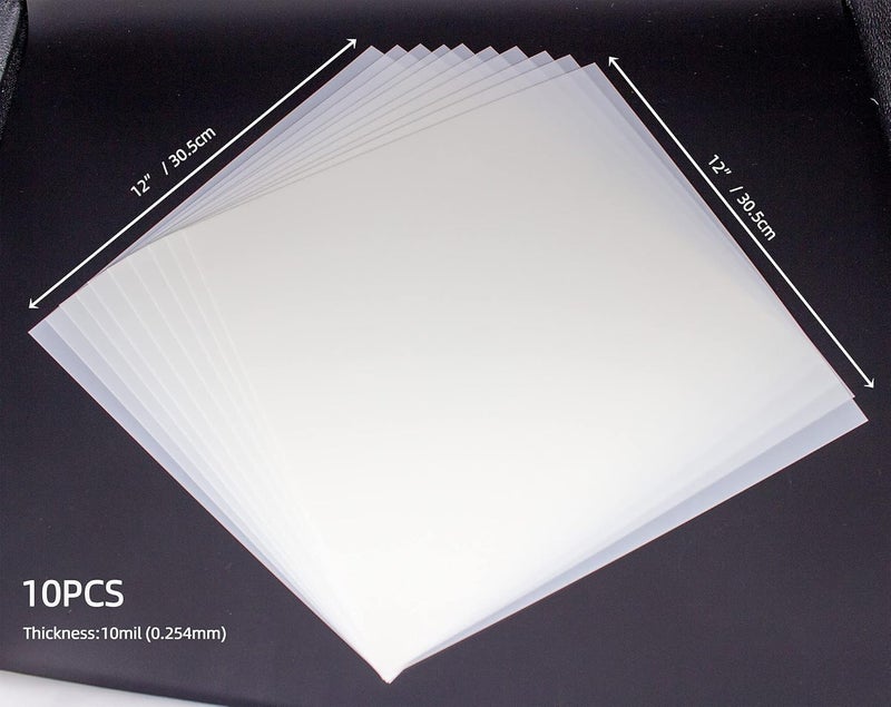 neglex 10PCS 10mil Blank Mylar Stencil Sheets,12X12 inch Milky Translucent PET Blank Stencils Sheets,Template Material for Laser Cutting Machines , Food-Safe Craft Plastic - Image 2
